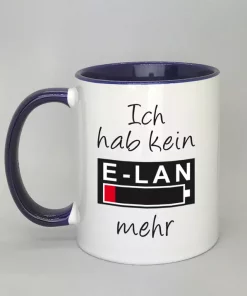 Spruchtasse Ich hab kein E-LAN mehr Innenseite dunkelblau
