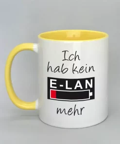 Spruchtasse Ich hab kein E-LAN mehr Innenseite gelb