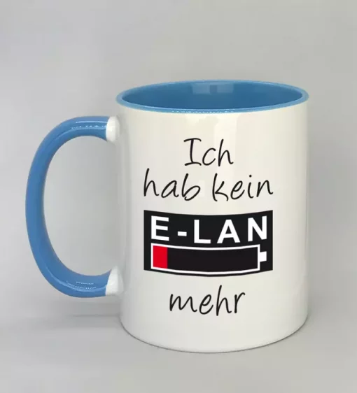 Spruchtasse Ich hab kein E-LAN mehr Innenseite hellblau
