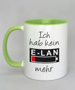 Spruchtasse Ich hab kein E-LAN mehr Innenseite hellgrün