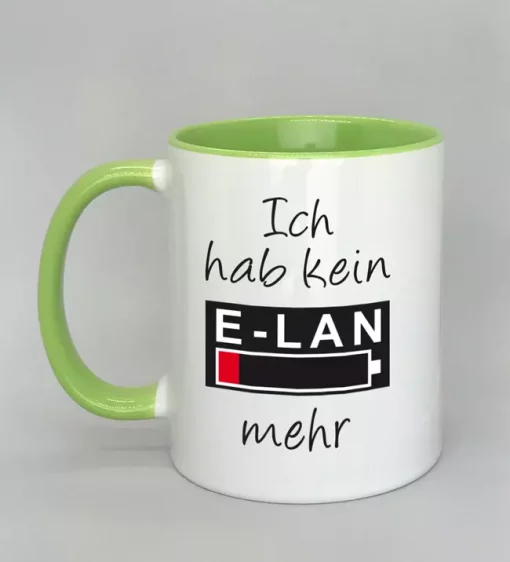 Spruchtasse Ich hab kein E-LAN mehr Innenseite hellgrün