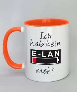 Spruchtasse Ich hab kein E-LAN mehr Innenseite orange