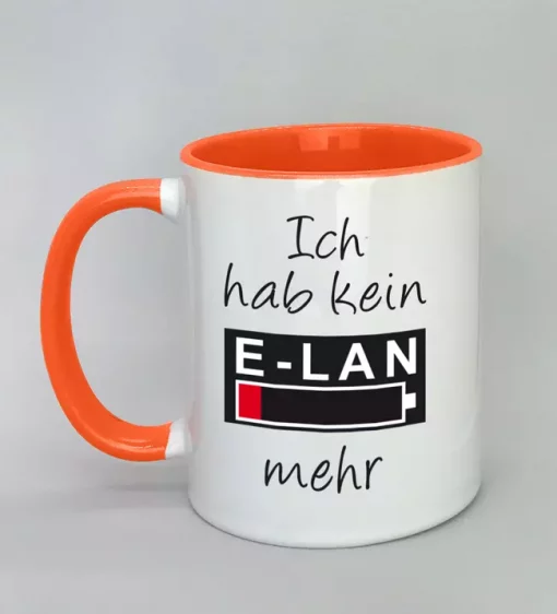 Spruchtasse Ich hab kein E-LAN mehr Innenseite orange