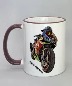 Keramiktasse mit Motorrad Rand bordeaux
