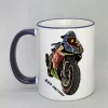Keramiktasse mit Motorrad Rand dunkelblau