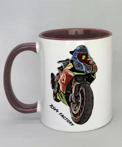 Keramiktasse mit Motorrad Innenseite bordeaux