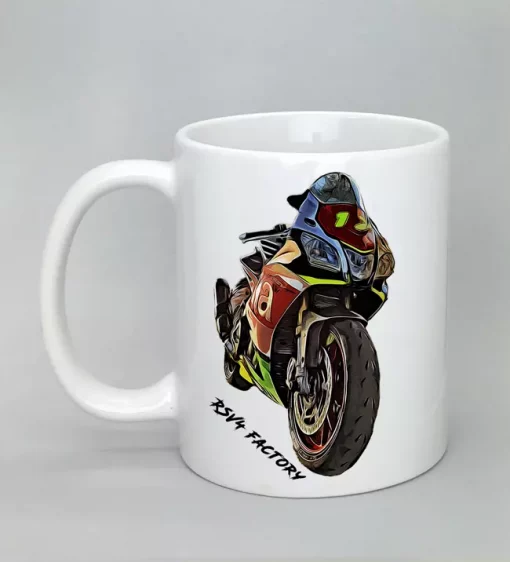 Keramiktasse mit Motorrad weiß