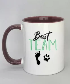 Keramiktasse Best Team Rand bordeaux