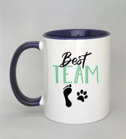 Keramiktasse Best Team Rand dunkelblau