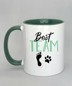 Keramiktasse Best Team Rand dunkelgrün
