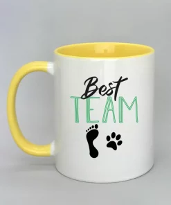 Keramiktasse Best Team Rand gelb