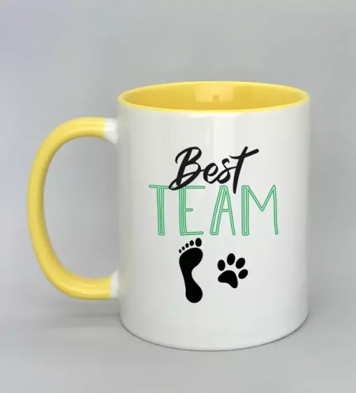 Keramiktasse Best Team Rand gelb
