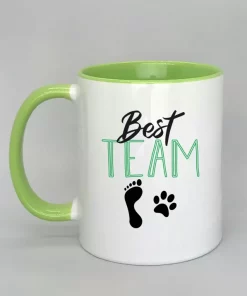 Keramiktasse Best Team Rand hellgrün