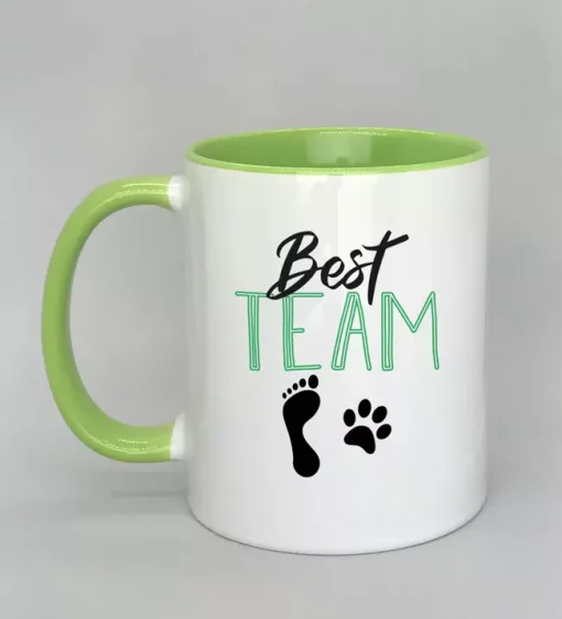 Keramiktasse Best Team Rand hellgrün