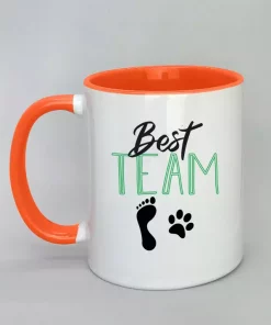 Keramiktasse Best Team Rand orange