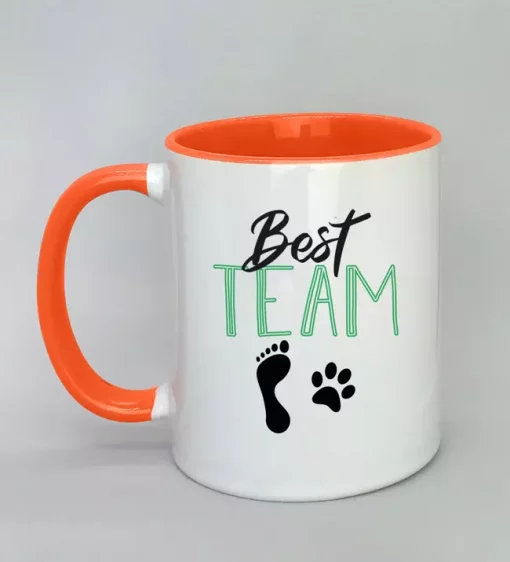 Keramiktasse Best Team Rand orange