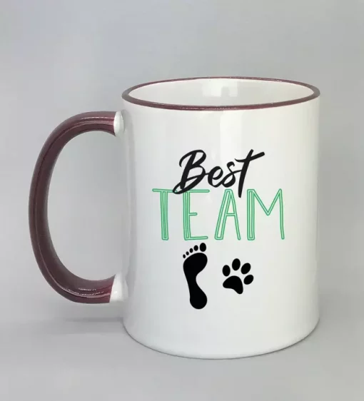 Keramiktasse Best Team Rand bordeaux
