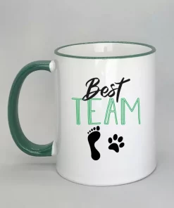 Keramiktasse Best Team Rand dunkelgrün