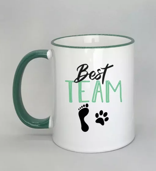 Keramiktasse Best Team Rand dunkelgrün