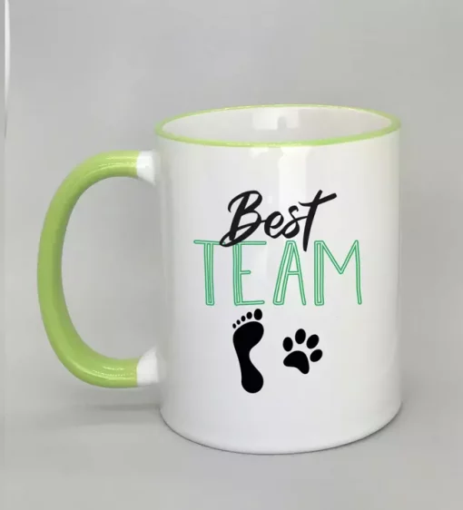 Keramiktasse Best Team Rand hellgrün