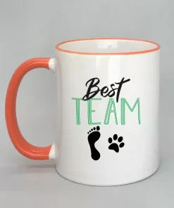 Keramiktasse Best Team Rand orange