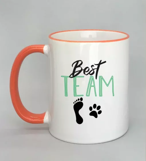Keramiktasse Best Team Rand orange