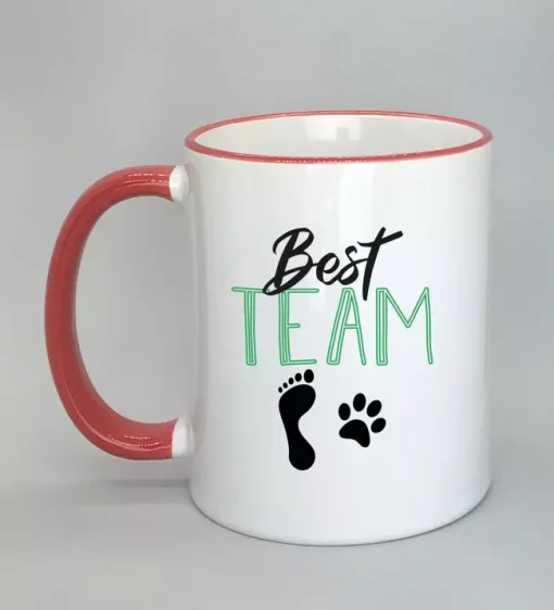 Keramiktasse Best Team Rand rot