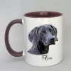 Cartoon-Style Tasse mit Hundemotiv Innenseite bordeaux
