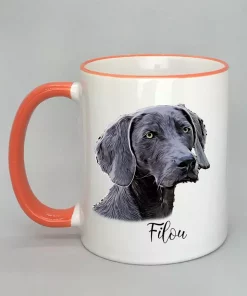 Cartoon-Style Tasse mit Hundemotiv Rand orange