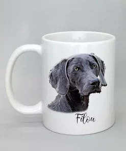 Cartoon-Style Tasse mit Hundemotiv weiß