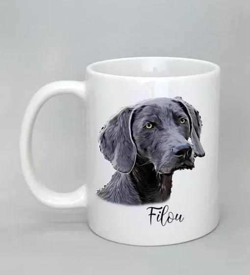 Cartoon-Style Tasse mit Hundemotiv weiß