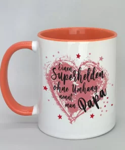 Spruchtasse Superheld Papa Innenseite rot