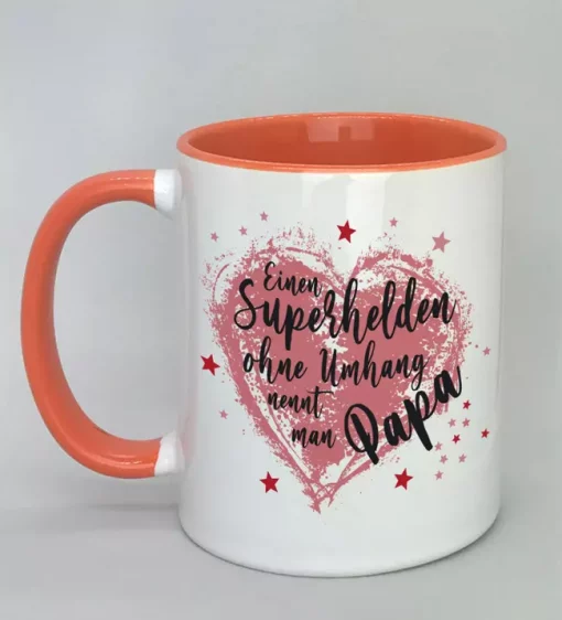 Spruchtasse Superheld Papa Innenseite rot