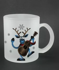 Glastasse Elche im Winter Rückseite
