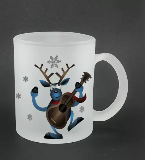 Glastasse Elche im Winter Rückseite