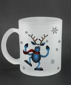 Glastasse Elche im Winter Vorderseite