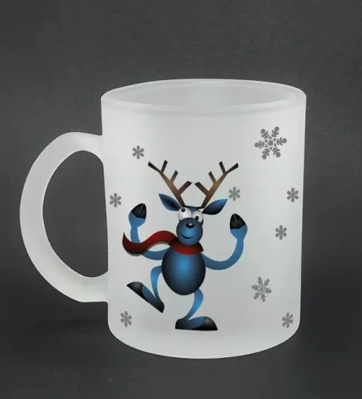 Glastasse Elche im Winter Vorderseite