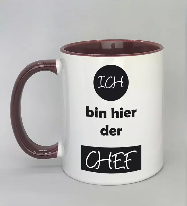 Tazza Ufficio Umoristica "Ich Bin Der Chef..." - Ceramica, Lavabile In Lavastoviglie, 380g