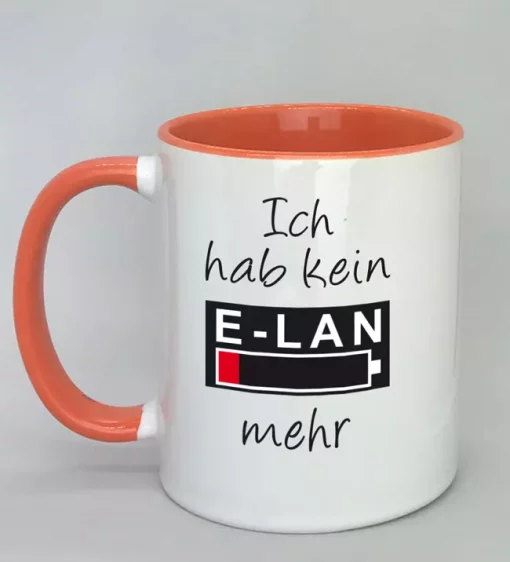 Spruchtasse Ich hab kein E-LAN mehr Innenseite rot