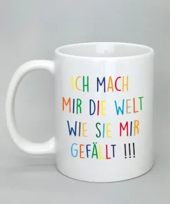 Keramiktasse Ich mach mir die Welt weiß