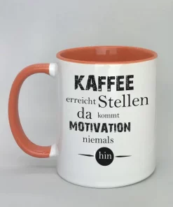 Spruchtasse Kaffee erreicht Stellen Innenseite rot