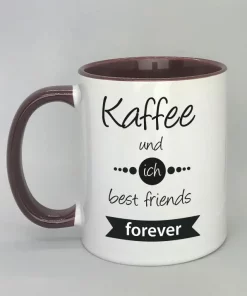 Spruchtasse Kaffee und ich best friends forever Innenseite bordeaux