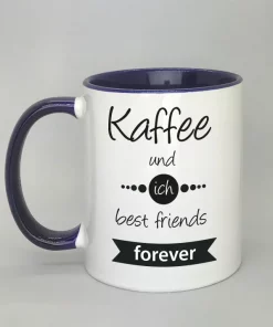 Spruchtasse Kaffee und ich best friends forever Innenseite dunkelblau
