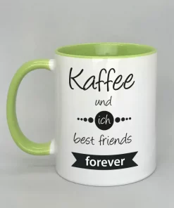 Spruchtasse Kaffee und ich best friends forever Innenseite hellgrün