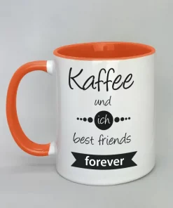 Spruchtasse Kaffee und ich best friends forever Innenseite orange