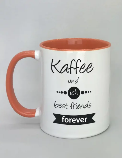 Spruchtasse Kaffee und ich best friends forever Innenseite rot