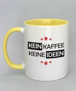 Spruchtasse Kein Kaffee - Keine Ideen Innenseite gelb