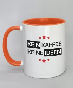 Spruchtasse Kein Kaffee - Keine Ideen Innenseite orange