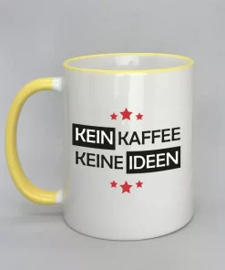 Spruchtasse Kein Kaffee - Keine Ideen Rand gelb