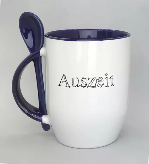 Löffeltasse Auszeit dunkelblau